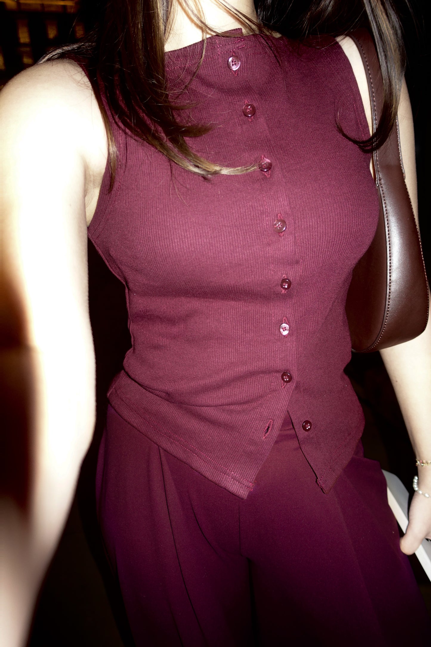 miss miss vest-y top - merlot